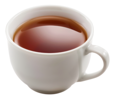 AI generated Tea in a white cup and saucer on transparent background - stock png. png