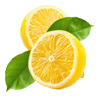 ai généré Frais citron tranches avec vert feuilles sur transparent Contexte - Stock png. png