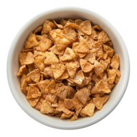 AI generated Bowl of crispy wheat cereal squares on transparent background - stock png. png