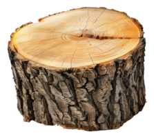 AI generated Cross-section of a tree trunk showing annual growth rings on transparent background - stock png. png