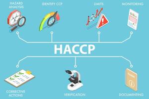 3d isométrica plano vector conceptual ilustración de haccp.