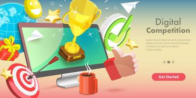 3D Vector Conceptual Illustration of Online Competition.