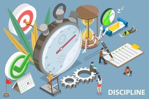 3D Isometric Flat Vector Conceptual Illustration of Discipline and Self Control.