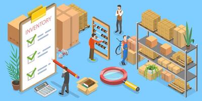 3D Isometric Vector Conceptual Illustration of Product Inventory Management.
