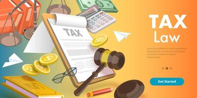 3D Vector Conceptual Illustration of Tax Law, Taxation Legislation