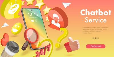 3D Vector Conceptual Illustration of Chat Bot.