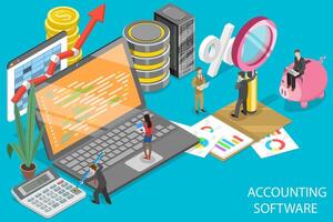 3D Isometric Flat Vector Conceptual Illustration of Accounting Software.