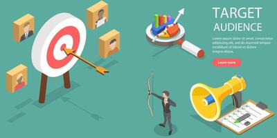 3D Isometric Flat Vector Conceptual Illustration of Target Audience.