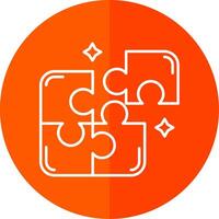 Puzzle Line Red Circle Icon vector