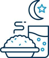 iftar línea azul dos color icono vector