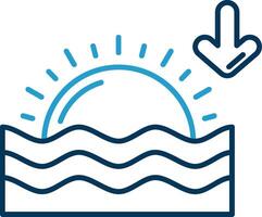 Sunset Line Blue Two Color Icon vector