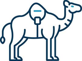 camello línea azul dos color icono vector