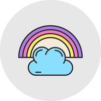 Rainbow Line Filled Light Circle Icon vector