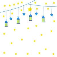 lantern and stars background vector