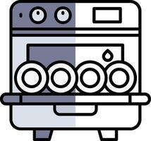 Dishwasher Filled Half Cut Icon vector