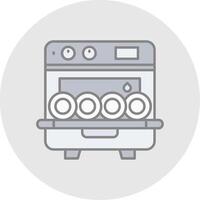 Dishwasher Line Filled Light Circle Icon vector