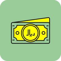 Riyal Filled Yellow Icon vector