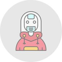 Robot Line Filled Light Circle Icon vector