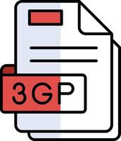 3gp Filled Half Cut Icon vector