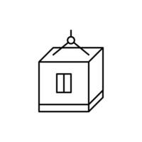 Modular house construction, line icon. Building home from prefabricated panels. Modern prefab fast technology in building and architecture. Property, real estate. Editable stroke. Vector outline