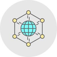 Network Line Filled Light Circle Icon vector