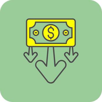 Decrease Filled Yellow Icon vector