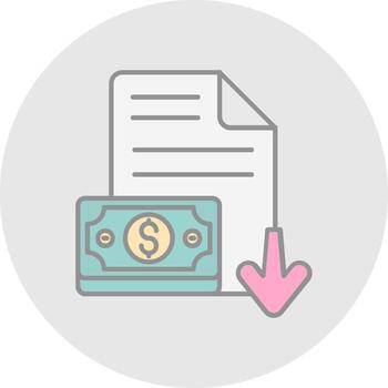 Decrease Line Filled Light Circle Icon vector