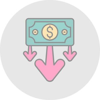 Decrease Line Filled Light Circle Icon vector