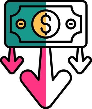 Decrease Filled Half Cut Icon vector