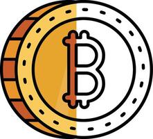 Bitcoin Filled Half Cut Icon vector