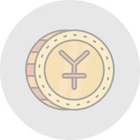 yuan línea lleno ligero circulo icono vector