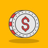 Dollar Filled Shadow Icon vector