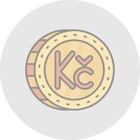 Koruna Line Filled Light Circle Icon vector