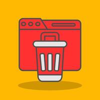 Bin Filled Shadow Icon vector