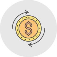 Dollar Line Filled Light Circle Icon vector