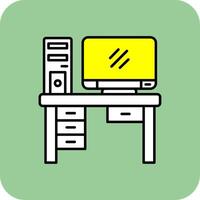 Computer Filled Yellow Icon vector