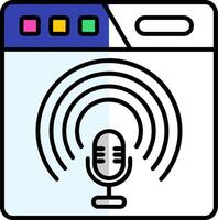 podcast lleno medio cortar icono vector