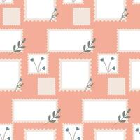 seamless background with stamps and frames with tulip flowers. pattern vector