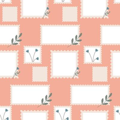 seamless background with stamps and frames with tulip flowers. pattern