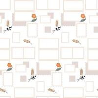 seamless background with stamps and frames with tulip flowers. pattern, backdrop vector