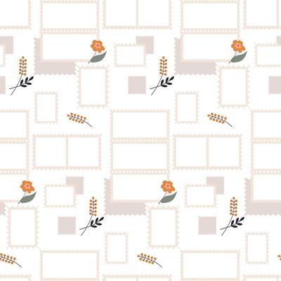 seamless background with stamps and frames with tulip flowers. pattern, backdrop