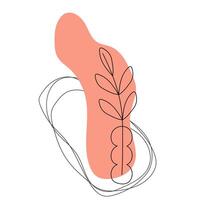 Boho stylized hand drawn twig in a vase. Element for logo, business card, booklet vector