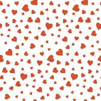 Seamless background with scattering of red heart. Valentine's day backdrop. Pattern vector