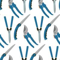 Seamless pattern with garden tools. Background with pruners, scissors, saws vector