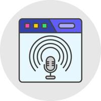 podcast línea lleno ligero circulo icono vector