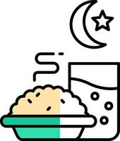 iftar lleno medio cortar icono vector