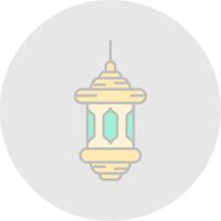 Lantern Line Filled Light Circle Icon vector