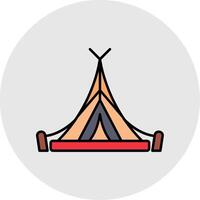 Tent Line Filled Light Circle Icon vector