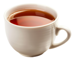 AI generated Tea in a white cup and saucer on transparent background - stock png. png