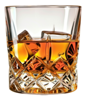 ai generado whisky en un cortar cristal vaso en transparente antecedentes - valores png. png